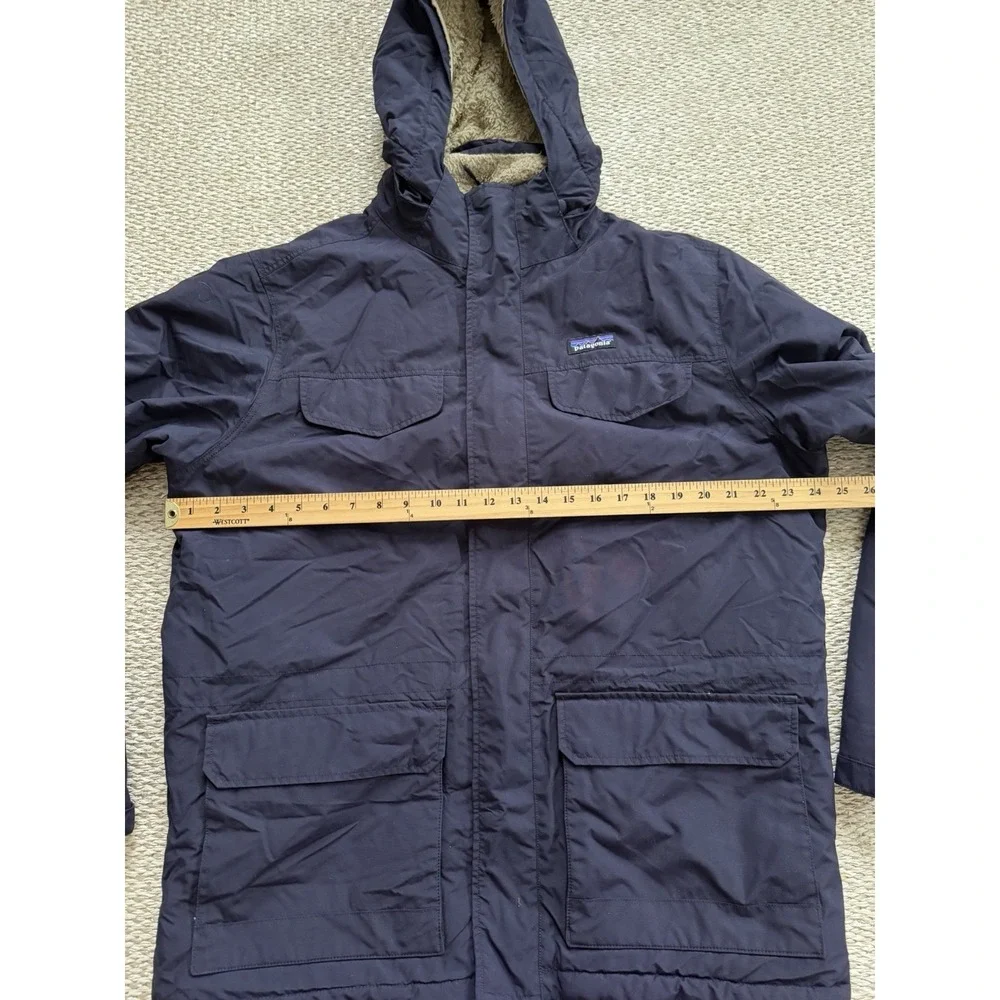 mens patagonia isthmus parka large Hoodie Navy Jacket Sherpa - Picture 7 of 10